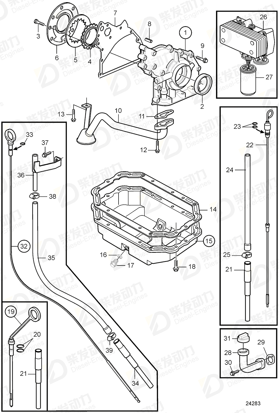 VOLVO Oil dipstick 21196093 Drawing